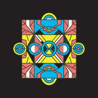 Psychedelic vibrant t shirt design. Psychedelic geometric pattern t shirt design for business. Geometric pattern design. vector