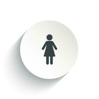 An icon female with the circle background plus the shadow behind of it. Female icon isolated on white background. vector