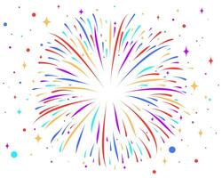 Bursting colorful fireworks with stars and sparks isolated on transparent background. vector