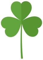 Flat icon of St. Patrick's day green lucky clover leaf isolated on white background. vector