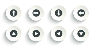 Set of collection arrow button vector icon with flat round button isolated on white background.