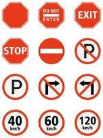 Traffic sign collection isolated on white background. vector