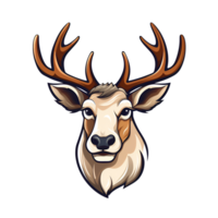 AI generated Artistic Style Cartoon Reindeer Illustration logo No Background Perfect for Print on Demand Merchandise png