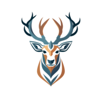 AI generated Artistic Style Cartoon Reindeer Illustration logo No Background Perfect for Print on Demand Merchandise png