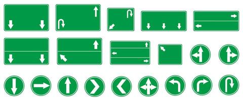 Set green traffic signs isolated on a white background. vector