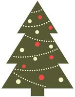 Vector illustration of cartoon Christmas tree isolated on white background.