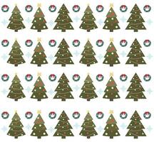 Cute merry christmas background with christmas tree, christmas wreath and snowflake. Seamless pattern background christmas party. vector