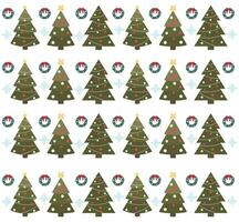 Cute merry christmas background with christmas tree, christmas wreath and snowflake. Seamless pattern background christmas party. vector