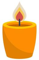 Vector illustration of yellow candle isolated on white background.