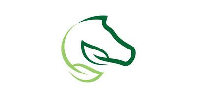 logo design combination of horse head shape with leaves, icon, vector, symbol. vector