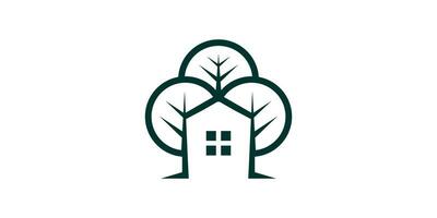 logo design combination of tree shape with house, icon, vector, symbol. vector