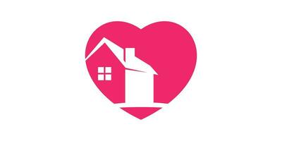 logo combinación de amor forma con casa, residencia icono, vector, símbolo. vector