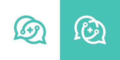 logo design combination of chat shape with plus sign, health consultation logo. vector