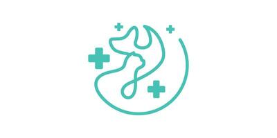 pet health logo design, with pet shape elements with plus hands. vector