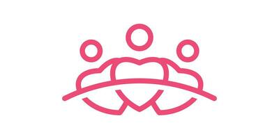 logo design combining the shape of love with people, teamwork, partners, family. vector