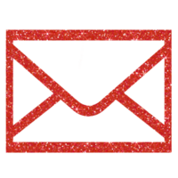 Red glitter envelope on transparent background.Envelope icon, Mail icon. Design for decorating,background, wallpaper, illustration png