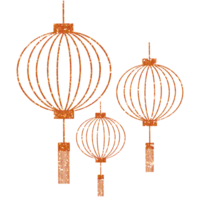 Orange glitter Chinese lanterns. asian new year lamps. Chinese new year. Design for decorating,background, wallpaper, illustration png