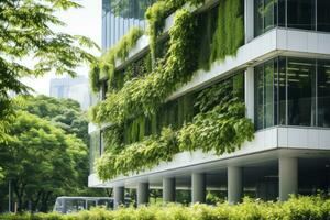 ai generado oficina edificio con verde ambiente. ai generado foto