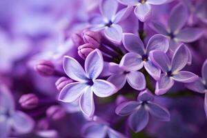 AI generated Lilac blossom macro background with copy space. AI Generated photo