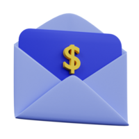 3d rendering letter invoice icon png