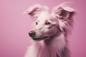 AI generated Pink colored dog on Pink Background. AI Generated photo