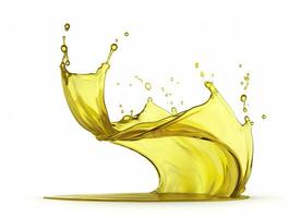 AI generated Olive or engine oil splash, cosmetic serum liquid isolated on white background. Generative AI photo