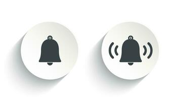 Vector bell icon set with shadow on a round white button.