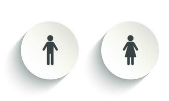male and female icon for your web site design. Vector gender icon set with shadow on a round white button.