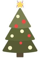 Christmas tree in flat style isolated on white background. vector