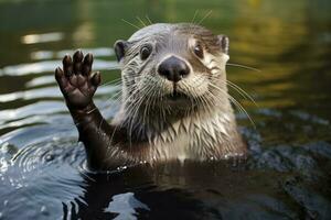 ai generado nutria en el agua. ai generado foto