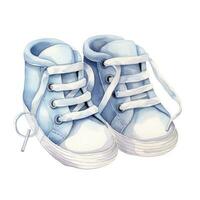 AI generated Watercolor newborn small shoes isolated white background. AI Generated photo