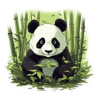 AI generated Cute panda in the middle of a bamboo forest. T-shirt design. AI Generated photo