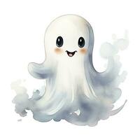 AI generated The watercolor cute ghost on white background. AI Generated photo