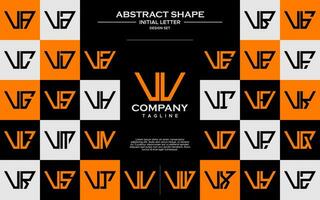 Set of simple trapezoid shape letter V VV logo design vector