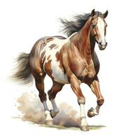 AI generated Horse running in watercolor design. AI Generated photo