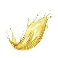 AI generated Golden Oil or Cosmetic essence splash isolated on white background, 3d illustration. AI Generated photo