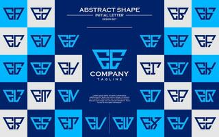Modern line abstract trapezium letter E EE logo design set vector