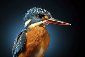 AI generated Kingfisher sitting on the tree branch. AI Generated photo