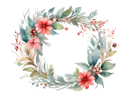 AI generated Abstract round holly floral frame png