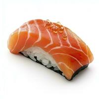 AI generated A sushi salmon on white background. AI Generated photo