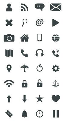Black icon for web vector collection isolated on white background.