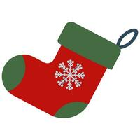 Navidad calcetín plano icono aislado en blanco antecedentes. vector