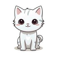 ai generado linda kawaii gato clipart icono blanco antecedentes. ai generado foto