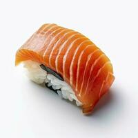 AI generated A sushi salmon on white background. AI Generated photo