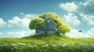 AI generated Green and environmentally friendly housing concept. AI Generated photo