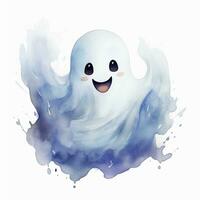 AI generated The watercolor cute ghost on white background. AI Generated photo