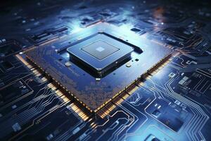 AI generated Futuristic central processor unit. Powerful Quantum CPU motherboard. AI Generated photo