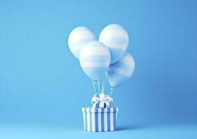 AI generated Balloons with gift box. AI Generated photo