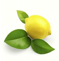 AI generated Lemon with leaf isolated on white background. AI Generated photo