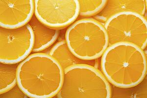 AI generated Orange fruit slices citrus arrangement full frame background. AI Generated photo